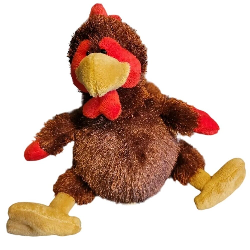 Webkinz Rooster Red/ Brown Chicken Ganz HM346 Plush 8" Toy Seated  BNC